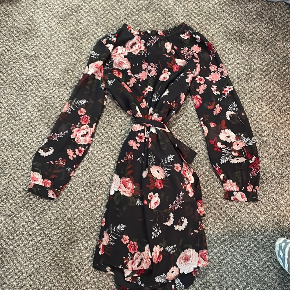 Blue dress with floral pattern